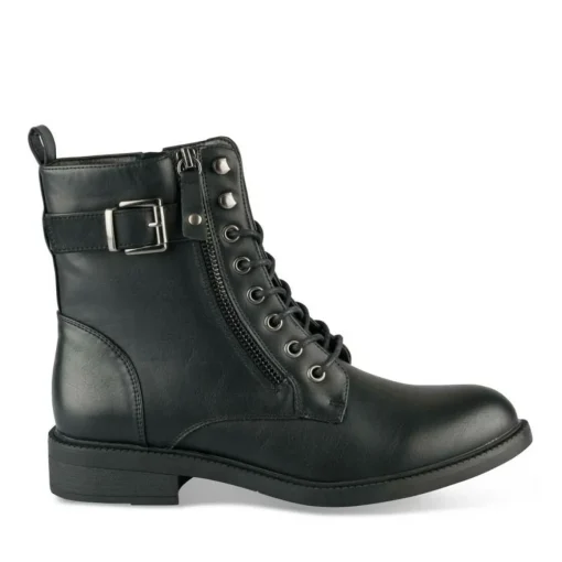 Bottines NOIR Femme Motif Uni Lacets