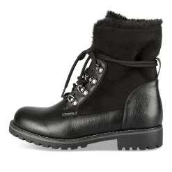 Bottines NOIR Femme Motif Fausse Fourrure Lacets