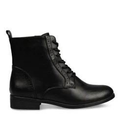 Bottines NOIR Femme Motif Uni Lacets