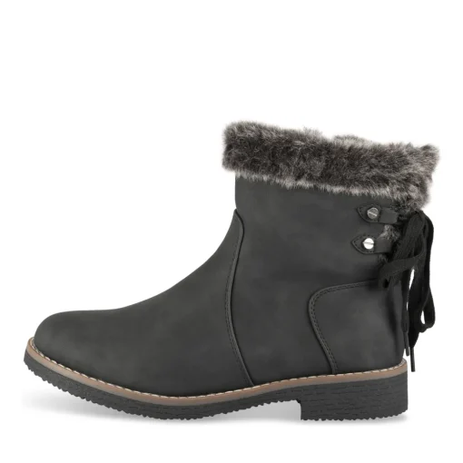 Bottines NOIR Femme Motif Fausse Fourrure Fermeture éclair