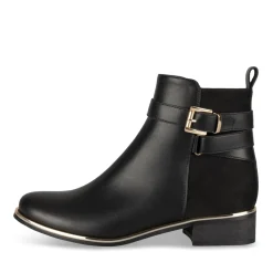 Bottines NOIR Femme Motif Uni Boucle + Fermeture éclair