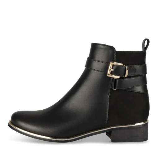 Bottines NOIR Femme Motif Uni Boucle + Fermeture éclair
