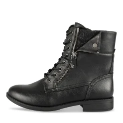Bottines NOIR Femme Motif Uni Lacets