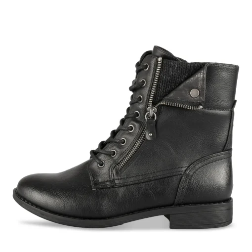 Bottines NOIR Femme Motif Uni Lacets