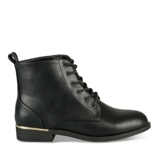 Bottines NOIR Femme Motif Uni Lacets