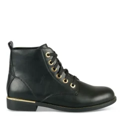 Bottines NOIR Femme Motif Uni Lacets