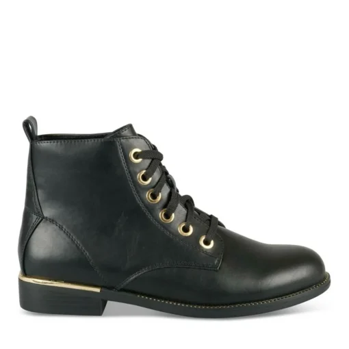 Bottines NOIR Femme Motif Uni Lacets