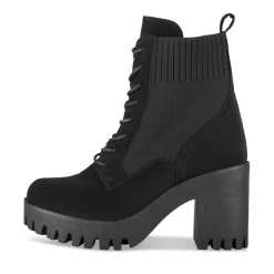 Bottines NOIR Femme Motif Uni Lacets