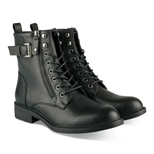 Bottines NOIR Femme Motif Uni Lacets