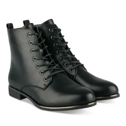 Bottines NOIR Femme Motif Uni Lacets