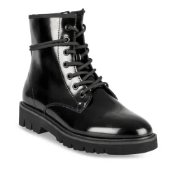 Bottines NOIR Femme Motif Uni Lacets