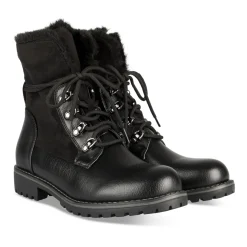 Bottines NOIR Femme Motif Fausse Fourrure Lacets