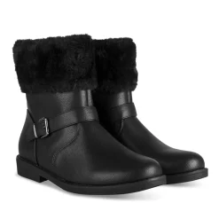 Bottines NOIR Femme Motif Fausse Fourrure Fermeture éclair