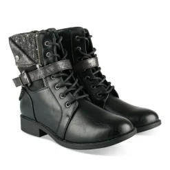 Bottines NOIR Femme Motif Chaîne Lacets