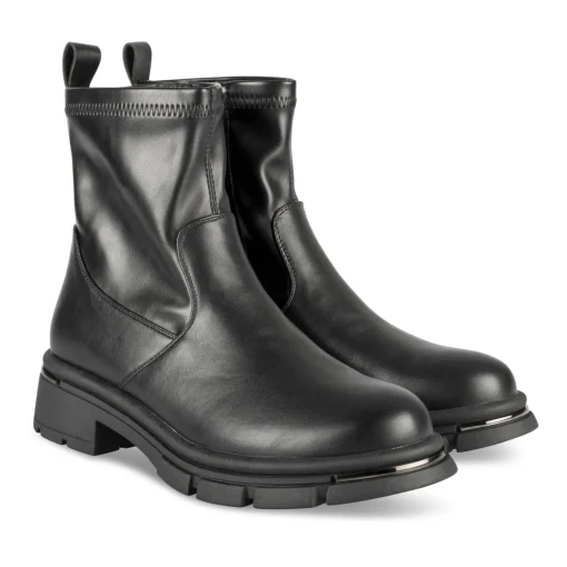 Bottines NOIR Femme Motif Uni Fermeture éclair