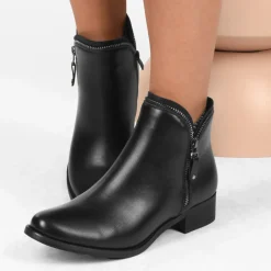 Bottines NOIR Femme Motif Uni Fermeture éclair