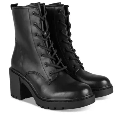Bottines NOIR Femme Motif Uni Lacets