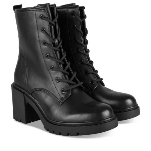 Bottines NOIR Femme Motif Uni Lacets