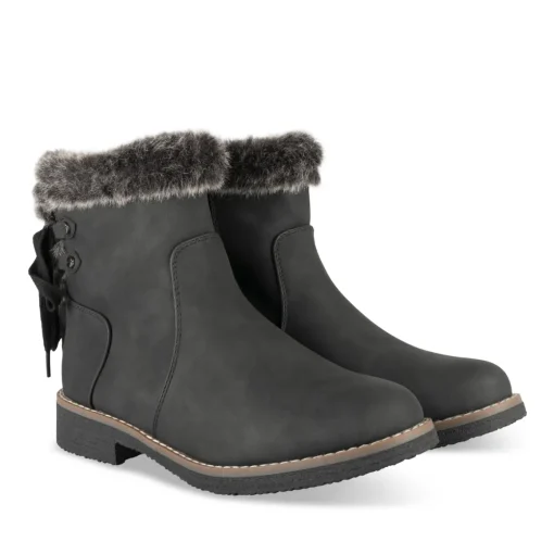 Bottines NOIR Femme Motif Fausse Fourrure Fermeture éclair