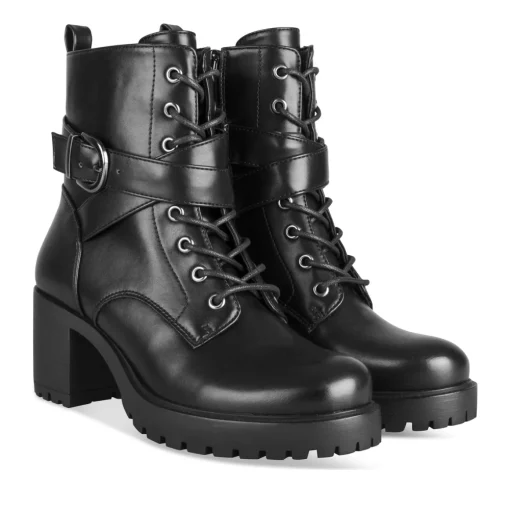 Bottines NOIR Femme Motif Uni Lacets