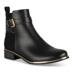 Bottines NOIR Femme Motif Uni Boucle + Fermeture éclair