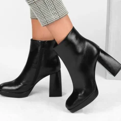 Bottines NOIR Femme Motif Uni Fermeture éclair