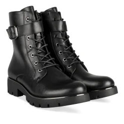 Bottines NOIR Femme Motif Uni Lacets
