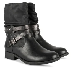 Bottines NOIR Femme Motif Chaîne Fermeture éclair