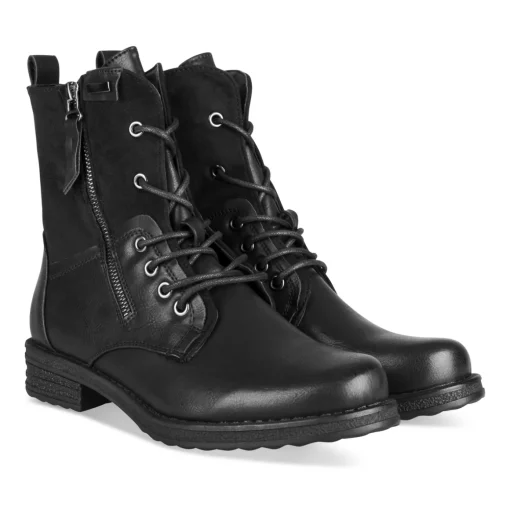 Bottines NOIR Femme Motif Uni Lacets
