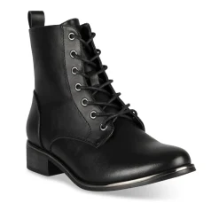 Bottines NOIR Femme Motif Uni Lacets