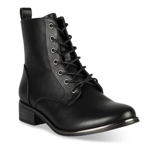 Bottines NOIR Femme Motif Uni Lacets