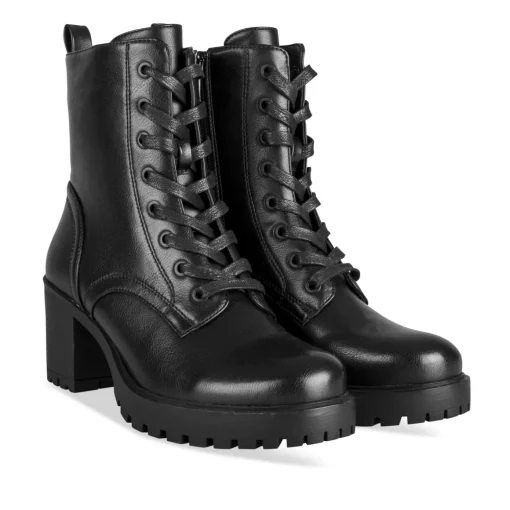 Bottines NOIR Femme Motif Uni Lacets