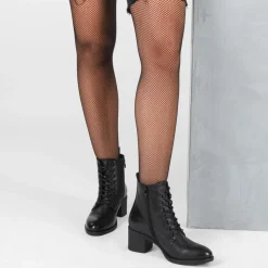 Bottines NOIR Femme Motif Uni Lacets