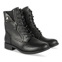 Bottines NOIR Femme Motif Uni Lacets