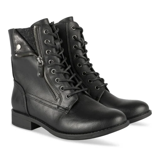 Bottines NOIR Femme Motif Uni Lacets
