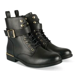 Bottines NOIR Femme Motif Uni Lacets