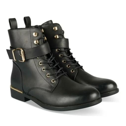 Bottines NOIR Femme Motif Uni Lacets