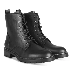 Bottines NOIR Femme Motif Uni Lacets