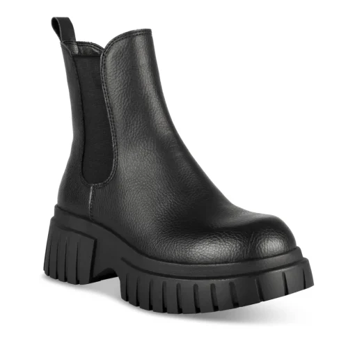 Bottines NOIR Femme Motif Uni Elastique