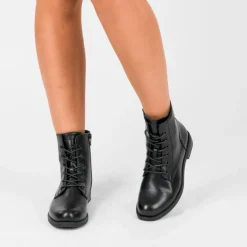Bottines NOIR Femme Motif Uni Lacets