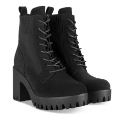 Bottines NOIR Femme Motif Uni Lacets