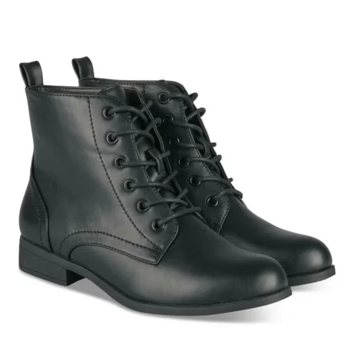 Bottines NOIR Femme Motif Uni Lacets