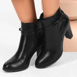 Bottines NOIR Femme Motif Uni Fermeture éclair