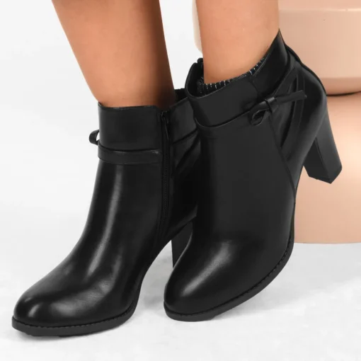 Bottines NOIR Femme Motif Uni Fermeture éclair