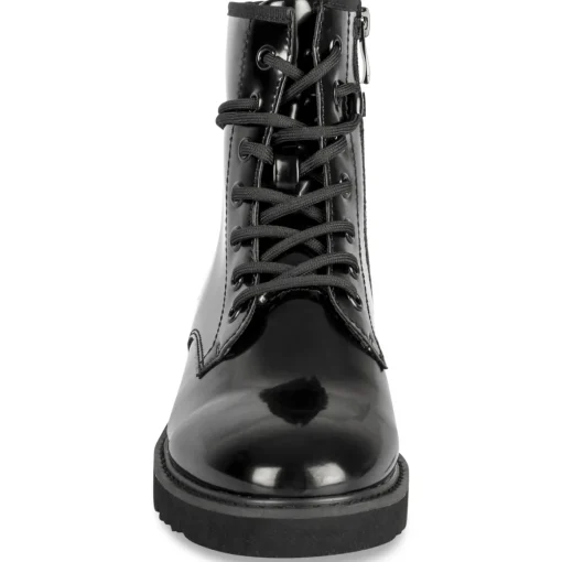 Bottines NOIR Femme Motif Uni Lacets