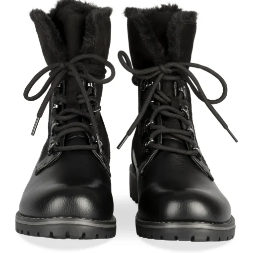 Bottines NOIR Femme Motif Fausse Fourrure Lacets