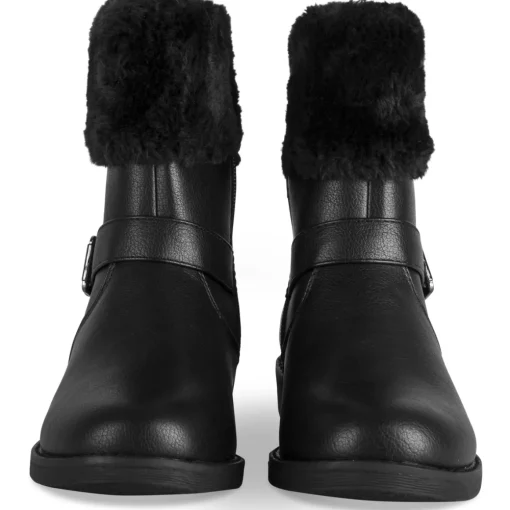 Bottines NOIR Femme Motif Fausse Fourrure Fermeture éclair