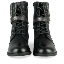 Bottines NOIR Femme Motif Chaîne Lacets