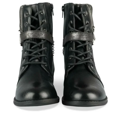 Bottines NOIR Femme Motif Chaîne Lacets