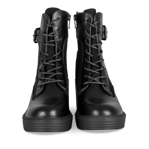 Bottines NOIR Femme Motif Uni Lacets